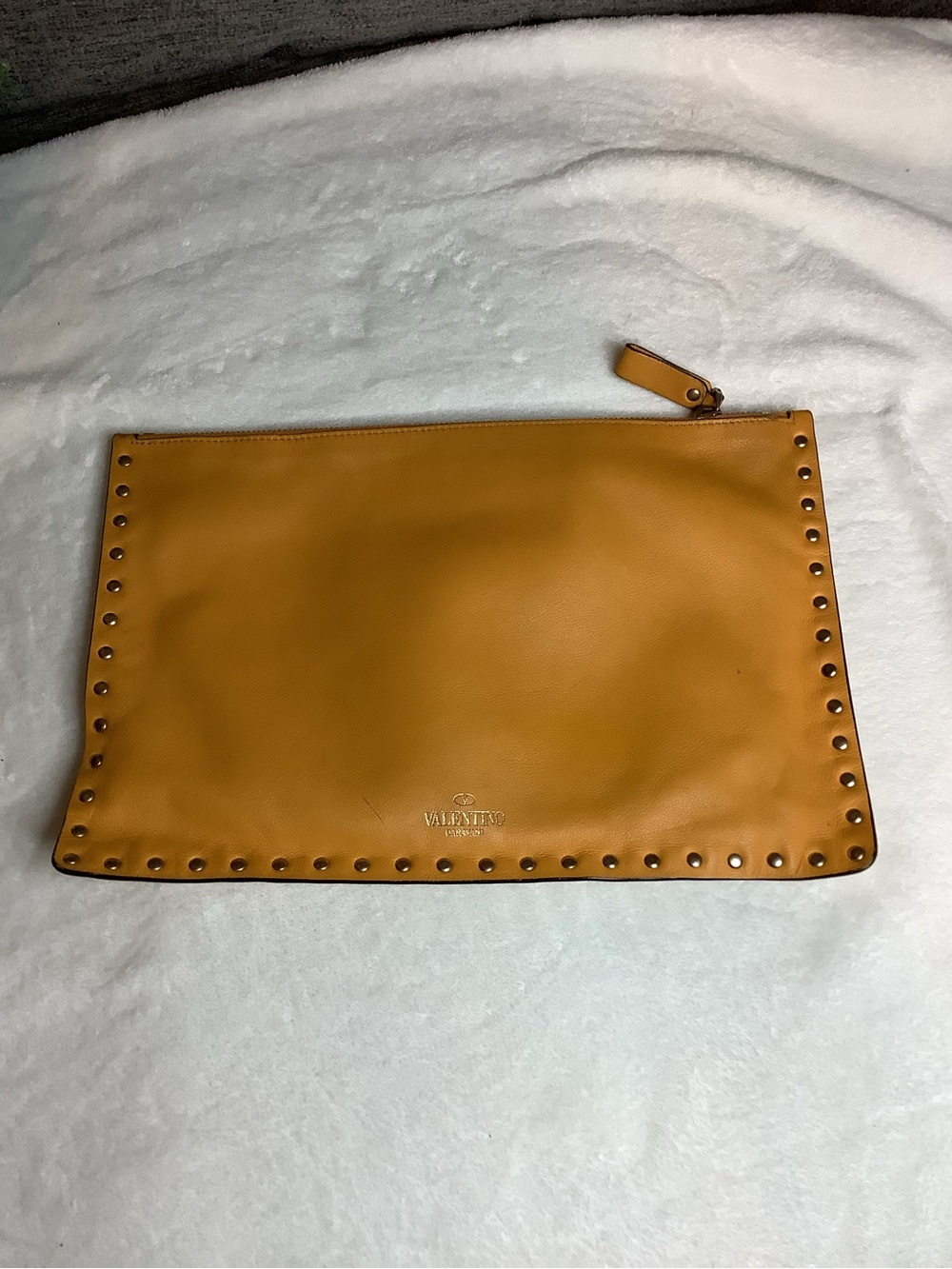 Valentino Mustard Leather Studded Pouch